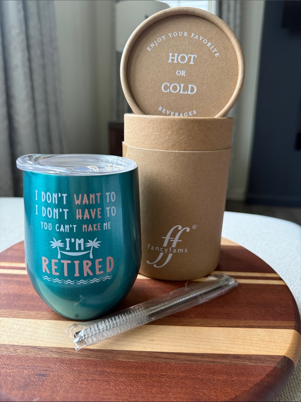 FancyFams Teal "I'm Retired" Insulated Tumbler